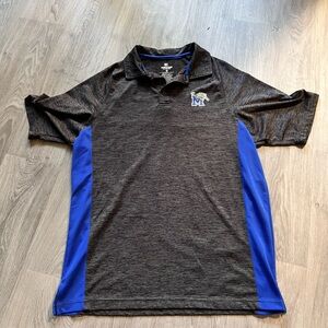 University of Memphis Tigers Men's Black and Blue Polo Shirt